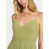 NO BOUNDARIES WOMEN'S MIX MEDIA MAXI DRESS - SIZE: WOMEN L - IGUANA New