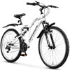 QARSWA 24/26" MOUNTAIN BIKE 21-SPEED SUSPENSION MTB WHEEL ASSEMBLY - WHITE New