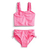 WONDER NATION GIRLS RUFFLE EYELET TANKINI SWIMSUIT, 2-PIECE SIZE MEDIUM 8 - PINK New