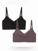 JOYSPUN MATERNITY COTTON-BLEND NURSING BRALETTE 2-PACK SIZE S - BLACK BROWN New
