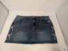 MADDEN NYC WOMEN'S EMBROIDERED BOW DENIM SKIRT SIZE: WOMEN XL - DARK MEDIUM WASH New