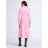 FREE ASSEMBLY BELTED COTTON MAXI SHIRTDRESS - SIZE: XS - PINK PENCIL STRIPE New