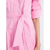 FREE ASSEMBLY BELTED COTTON MAXI SHIRTDRESS - SIZE: XS - PINK PENCIL STRIPE New