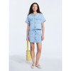 FREE ASSEMBLY CROPPED DENIM JACKET SHORT SLEEVES SIZE: L - ULTRA LIGHT BLUE WASH New