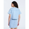 FREE ASSEMBLY CROPPED DENIM JACKET SHORT SLEEVES SIZE: L - ULTRA LIGHT BLUE WASH New
