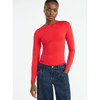 SCOOP WOMEN’S STRETCH COTTON BLEND CREWNECK TEE, LONG SLEEVES, SIZES XS - RED New