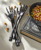 ONEIDA LATWARE UTENSIL SET, VINTRO HALLOWEEN SATIN BLACK SKELETON - BLACK