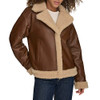 LEVI'S WOMEN'S FAUX LEATHER SHERPA LINED MOTO JACKET SIZE M - BROWN New