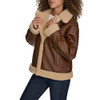 LEVI'S WOMEN'S FAUX LEATHER SHERPA LINED MOTO JACKET SIZE M - BROWN New