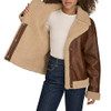 LEVI'S WOMEN'S FAUX LEATHER SHERPA LINED MOTO JACKET SIZE M - BROWN New