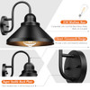 BRIGHTEVER Gooseneck Outdoor Wall Sconces 2-Pack 10.23" Large - Black