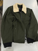 THEORY BOUCLÉ FAUX FUR COLLAR ZIP-UP COAT/JACKET - SIZE: MEN XL - OLIVE