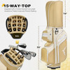 uniHimal GOLF CART BAG, 15 WAY ORGANIZER DIVIDER TOP WITH HANDLES - GOLD