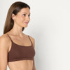 AMAZON ESSENTIALS WOMEN'S COTTON JERSEY SCOOP BRALETTE BLACK / RICH HAZEL L