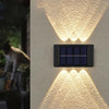 LED SOLAR WALL LAMP SOLAR WALL LIGHT OUTDOOR FENCE LIGHTS UP (WARM WHITE) 2PCS New