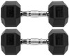 FITVIDS HEX DUMBBELLS RUBBER COATED HAND WEIGHTS, 10-50LB, 20 LB PAIR - BLACK
