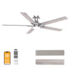 DAMINY 52 inch Ceiling Fans with Lights,5 Blades,6CCT, Low Profile Fan - Nickel
