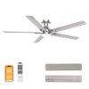 DAMINY 52 inch Ceiling Fans with Lights,5 Blades,6CCT, Low Profile Fan - Nickel