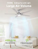 DAMINY 52 inch Ceiling Fans with Lights,5 Blades,6CCT, Low Profile Fan - Nickel