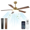 VACZON - 52" MODERN 6 SPEED DC MOTOR SMART CEILING FAN WITH LIGHT - GOLD