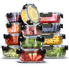 EATEX 24PC GLASS FOOD STORAGE CONTAINERS, 12 LIDS EACH, JET BLACK