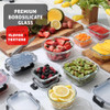 EATEX 24PC GLASS FOOD STORAGE CONTAINERS, 12 LIDS EACH, JET BLACK