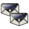 2 Pack 100 LED Outdoor Solar Lights with Motion Sensor and 3 Lighting Modes