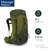 OSPREY ATMOS AG LT 65L MEN'S BACKPACKING BACKPACK, S/M - BLACK