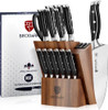 Brodark Kitchen Knife Set Full Tang 15 Pcs Chef Knife Set with Sharpener - Black