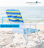 CARIBBEAN JOE FOLDING BEACH CHAIR, STEEL FRAME - BLUE/YELLOW STRIP New