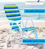 CARIBBEAN JOE FOLDING BEACH CHAIR, STEEL FRAME - BLUE/YELLOW STRIP New