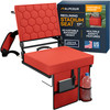 ALPCOUR FOLDING RECLINING STADIUM SEATS BACK SUPPORT BLEACHER CHAIRS - RED