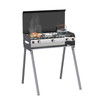 CAMPLUX 2 Burners & 1 Grill Propane Camping Stove, 15,000 BTU - Black