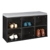 AMAZON BASICS SHOE STORAGE BENCH CUSHION 6 CUBBIES ADJUSTABLE BLACK - BLACK