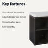 AMAZON BASICS SHOE STORAGE BENCH CUSHION 6 CUBBIES ADJUSTABLE BLACK - BLACK