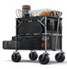 EVERYFUN 480LBS FOLDABLE DOUBLE DECKER WAGON CART WITH LARGE WHEELS - BLACK