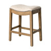 Maven Lane Adrien Backless Counter Stool, Natural Solid Wood Frame & Fabric