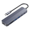 GUSGU 7-IN-1 USB C Hub 4K HDMI 2× USB 3.0 5GBPS USB-C 100W PD - GRAY New