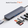 GUSGU 7-IN-1 USB C Hub 4K HDMI 2× USB 3.0 5GBPS USB-C 100W PD - GRAY New