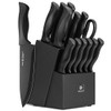 NULAS 15-PIECE KITCHEN KNIFE BLOCK SET WITH BUILT-IN SHARPENER - BLACK