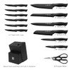 NULAS 15-PIECE KITCHEN KNIFE BLOCK SET WITH BUILT-IN SHARPENER - BLACK