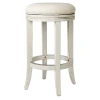 MAVEN LANE ROUND BACKLESS SWIVEL KITCHEN COUNTER STOOL 26"H, WHITE OAK