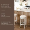 MAVEN LANE ROUND BACKLESS SWIVEL KITCHEN COUNTER STOOL 26"H, WHITE OAK