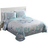 CARIBBEAN JOE COASTAL 3-PIECE QUILT SET, KING, BEACH DELIGHT AQUA