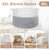 CLENCLEVER XXL LARGE LAUNDRY BASKET 90L SOFT COTTON ROPE BASKET WHITE/GRAY New