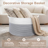 CLENCLEVER XXL LARGE LAUNDRY BASKET 90L SOFT COTTON ROPE BASKET WHITE/GRAY New