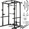 JEEKEE POWER RACK WITH LAT PULLDOWN 2000LBS POWER CAGE MULTI FUNCTION - BLACK