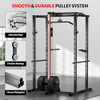 JEEKEE POWER RACK WITH LAT PULLDOWN 2000LBS POWER CAGE MULTI FUNCTION - BLACK