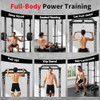JEEKEE POWER RACK WITH LAT PULLDOWN 2000LBS POWER CAGE MULTI FUNCTION - BLACK