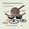 BELLA 7 PIECE COOKWARE SET WITH EVERGOOD CERAMIC NONSTICK COATING BLACK - BLACK